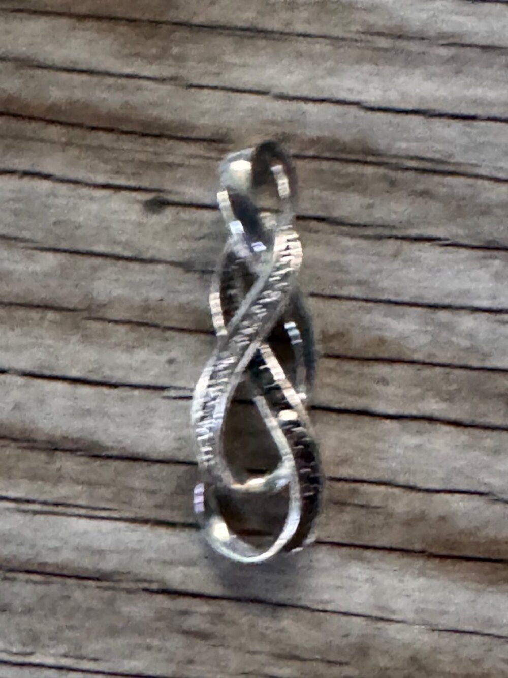 Sterling Silver 925 Infinity Ribbon Pendant Clear CZ Accent Charm 1” 2.48g
